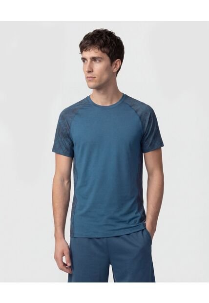 Camiseta Deportiva Con Detalle En Mangas   Para Hombre Azul Patprimo