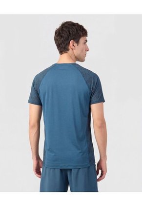 Camiseta Deportiva Con Detalle En Mangas   Para Hombre Azul Patprimo