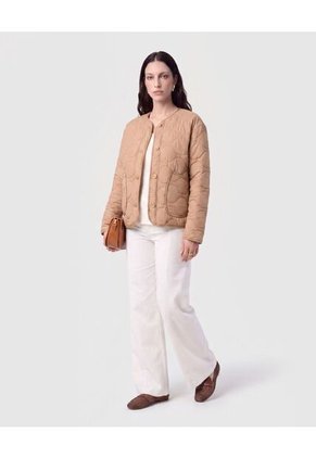Camisa Escote En V Con Cuello   Para Mujer Crema Patprimo