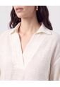 Camisa Escote En V Con Cuello   Para Mujer Crema Patprimo de Patprimo