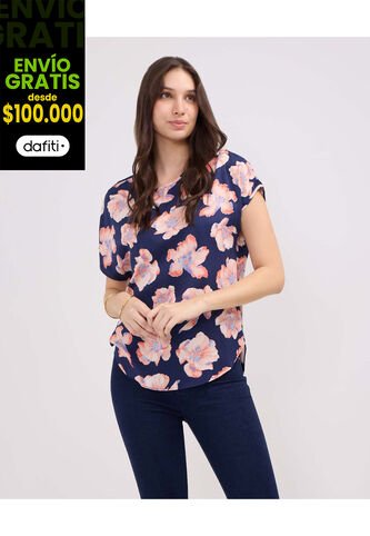 Blusa Para Mujer Manga Corta Color Azul Oscuro Marca Patprimo #30123357 Patprimo