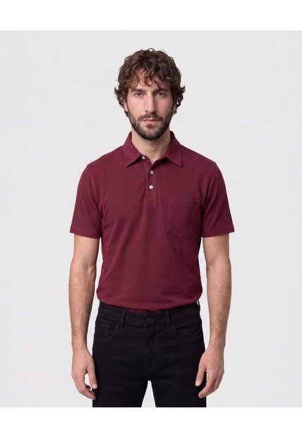 Polo Con Bolsillo De Parche   Para Hombre Vino Patprimo