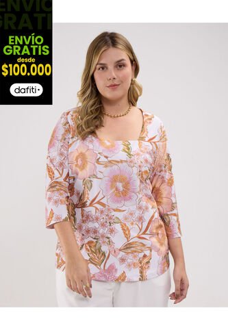 Camiseta Para Mujer Manga 3/4 Color Rosa Marca Patprimo #14091404 Patprimo