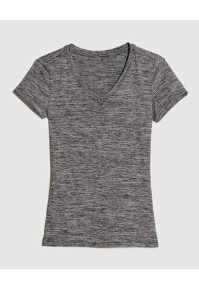 Camiseta Deportiva Jaspeada  Para Mujer Negro Patprimo