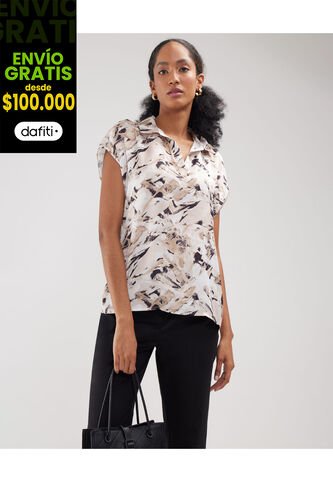 Blusa Para Mujer Manga Corta Color Beige Marca Patprimo #30123340 Patprimo