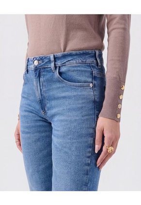 Jean Skinny De Tiro Medio Para Mujer Azul Patprimo