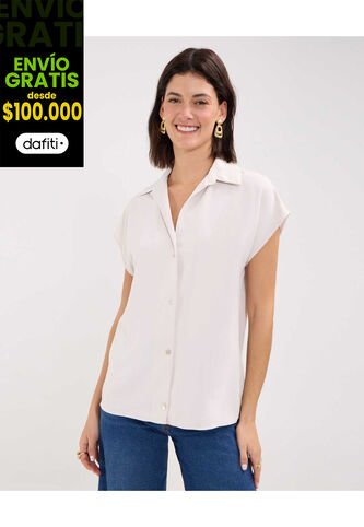 Camisa Para Mujer Manga Corta Color Beige Marca Patprimo #30010646 Patprimo