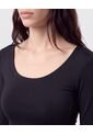 Camiseta Manga Larga Con Cuello Amplio   Para Mujer Negro Patprimo de Patprimo