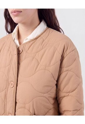 Chaqueta Acolchada Cuello Redondo Para Mujer Café Patprimo