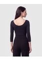 Camiseta Manga Larga Con Cuello Amplio   Para Mujer Negro Patprimo de Patprimo