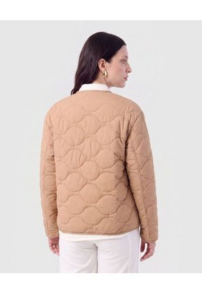 Chaqueta Acolchada Cuello Redondo Para Mujer Café Patprimo