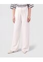 Pantalón Fluido Con Cordón Ajustable   Para Mujer Blanco Patprimo de Patprimo