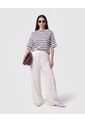 Pantalón Fluido Con Cordón Ajustable   Para Mujer Blanco Patprimo de Patprimo