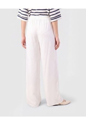 Pantalón Fluido Con Cordón Ajustable Para Mujer Blanco Patprimo