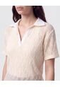 Polo Texturizada Con Cuello En V   Para Mujer Crema Patprimo de Patprimo