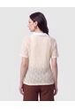 Polo Texturizada Con Cuello En V   Para Mujer Crema Patprimo de Patprimo