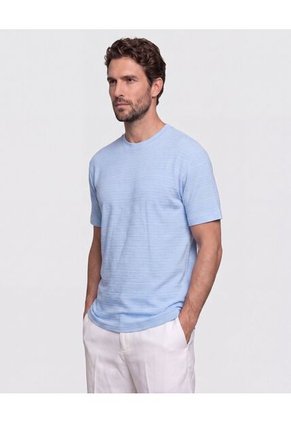 Camiseta Texturizada Cuello Redondo Para Hombre Azul Patprimo