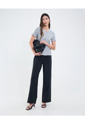 Camiseta Para Mujer Manga Corta Cuello Alto Color Gris Marca Patprimo #30093794