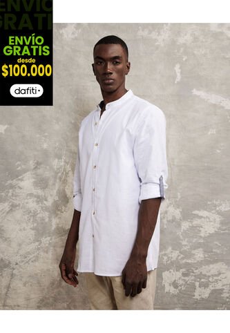 Camisa Para Hombre Manga Larga Sin Bolsillo Color Blanco Marca Patprimo #44012907 Patprimo