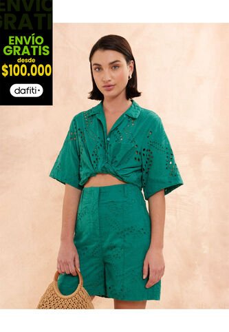 Camisa Para Mujer Manga Corta Color Verde  Marca Patprimo #30010607 Patprimo