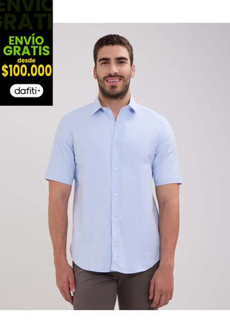 Camisa Para Hombre Manga Corta Sin Bolsillo Color Azul Claro Marca Patprimo #44013038 Patprimo