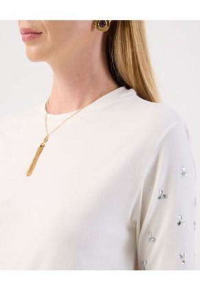 Camiseta  Para Mujer Manga Corta Cuello Redondo Color Blanco Marca Patprimo #30093879