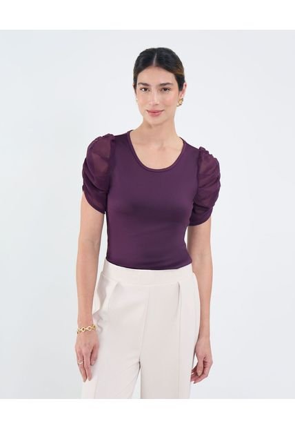Camiseta Para Mujer Manga Corta Cuello Redondo Color Morado Marca Patprimo #30093781