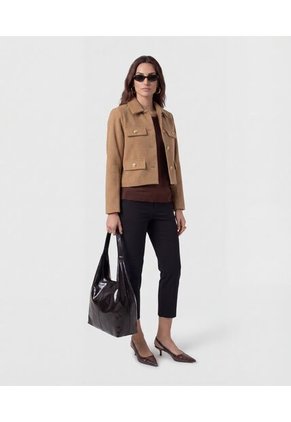 Saco  Para Mujer Cuello Redondo Color Café Marca Patprimo #30330678