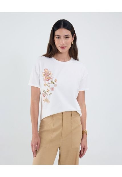 Camiseta Para Mujer Manga Corta Cuello Redondo Color Blanco Marca Patprimo #30093772