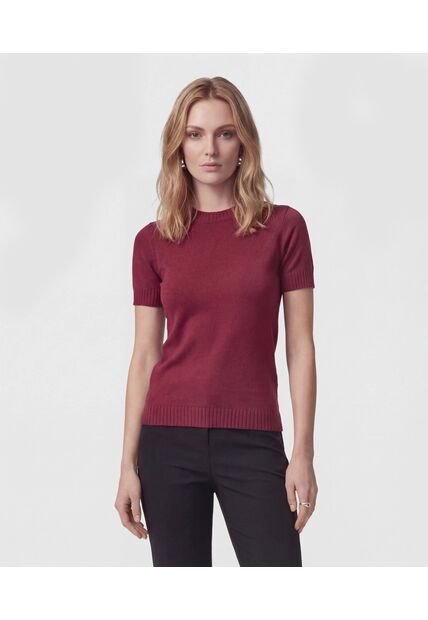 Camiseta  Para Mujer Manga Corta Cuello Redondo Color Vino Marca Patprimo #30093895