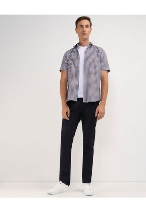 Camisa Manga Corta Preteñida Regular Fit Para Hombre Vino Patprimo