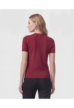 Camiseta  Para Mujer Manga Corta Cuello Redondo Color Vino Marca Patprimo #30093895