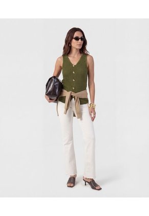 Chaleco  Para Mujer Tejido Color Verde Marca Patprimo #30250051