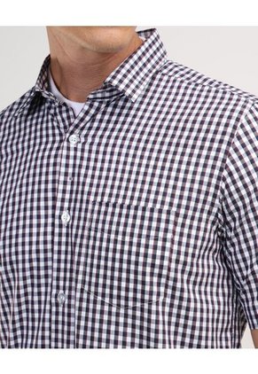 Camisa Manga Corta Preteñida Regular Fit Para Hombre Vino Patprimo