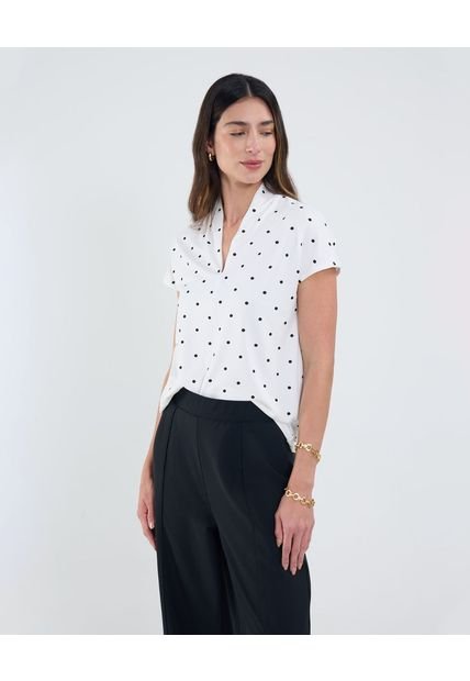Camiseta Para Mujer Manga Corta Cuello V Color Blanco Marca Patprimo #30093807