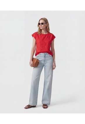 Blusa  Para Mujer Manga Corta Color Naranja Marca Patprimo #30127882