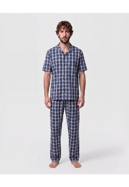 Pijama Resort M/C P/L Preteñido - Regalable  Para Hombre Azul Patprimo
