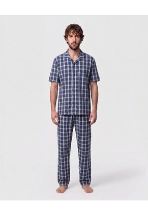 Pijama Resort M/C P/L Preteñido - Regalable Para Hombre Azul Patprimo
