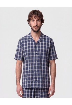 Pijama Resort M/C P/L Preteñido - Regalable Para Hombre Azul Patprimo