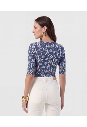 Camiseta  Para Mujer Manga 3/4 Cuello Redondo Color Azul Marca Patprimo #30097786