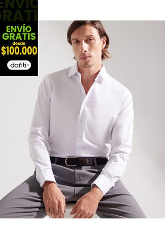 Camisa Para Hombre Manga Larga Sin Bolsillo Cuello Italiano Color Blanco Marca Patprimo #44012582 Patprimo