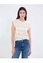 Blusa Manga Corta Texturizada  Para Mujer Crema Patprimo de Patprimo