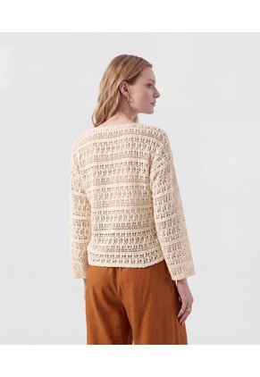 Saco  Para Mujer Cuello Redondo Color Crema Marca Patprimo #30339823