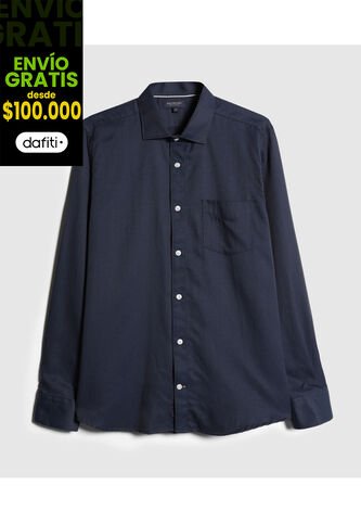 Camisa Para Hombre Manga Larga Sin Bolsillo Cuello Italiano Color Azul  Marca Patprimo #44012575 Patprimo