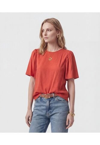 Blusa  Para Mujer Manga Corta Color Naranja Marca Patprimo #30127832 Patprimo