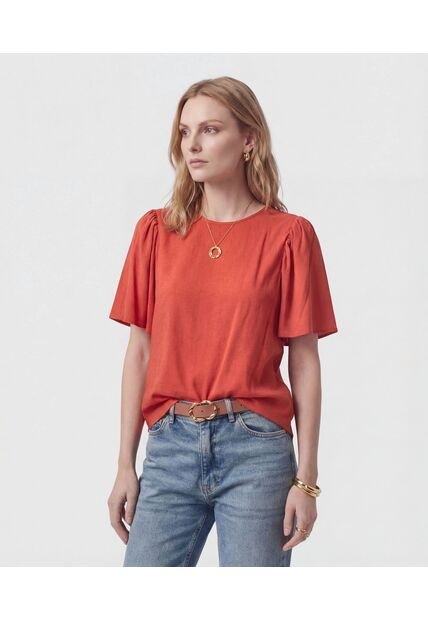 Blusa  Para Mujer Manga Corta Color Naranja Marca Patprimo #30127832