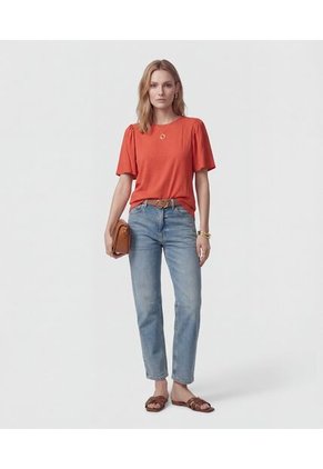 Blusa  Para Mujer Manga Corta Color Naranja Marca Patprimo #30127832