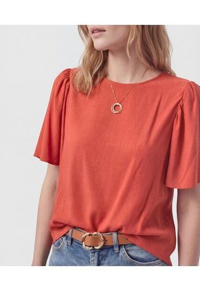 Blusa  Para Mujer Manga Corta Color Naranja Marca Patprimo #30127832