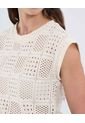 Blusa Manga Corta Texturizada  Para Mujer Crema Patprimo de Patprimo