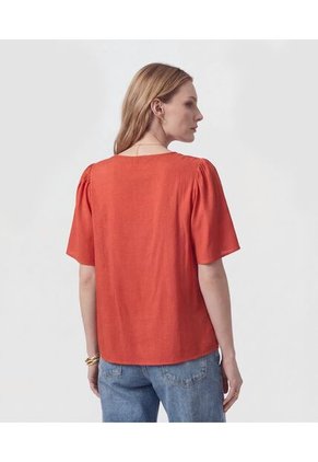 Blusa  Para Mujer Manga Corta Color Naranja Marca Patprimo #30127832